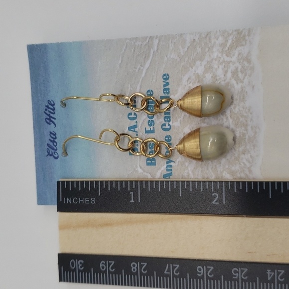 217- Shell Wire Wrapped Handmade Women's Earrings NWT - Picture 3 of 3